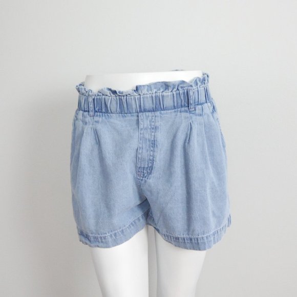 American Eagle Medium Wash Paperbag Waist Denim Jean Shorts Pockets Medium - Picture 4 of 13